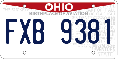 OH license plate FXB9381