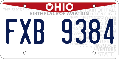 OH license plate FXB9384