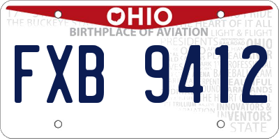 OH license plate FXB9412