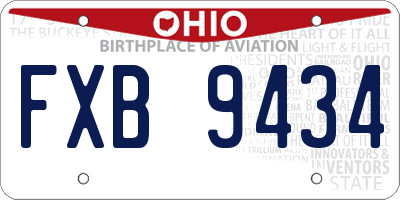 OH license plate FXB9434