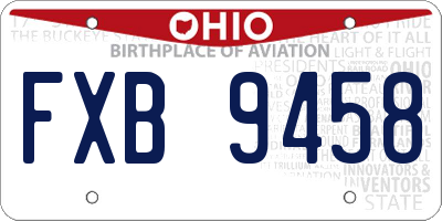 OH license plate FXB9458