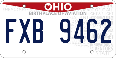 OH license plate FXB9462