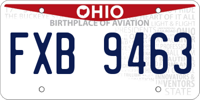 OH license plate FXB9463