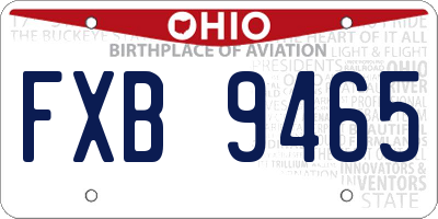 OH license plate FXB9465