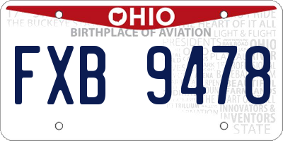 OH license plate FXB9478