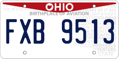 OH license plate FXB9513