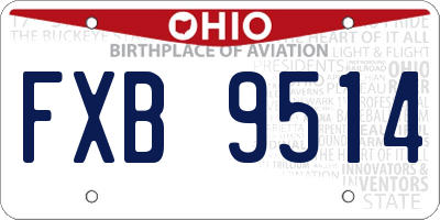 OH license plate FXB9514