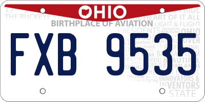 OH license plate FXB9535