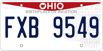 OH license plate FXB9549