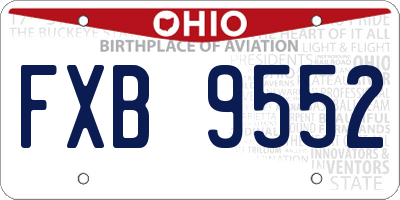 OH license plate FXB9552