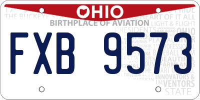 OH license plate FXB9573