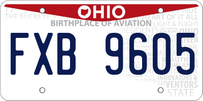 OH license plate FXB9605
