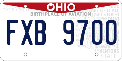 OH license plate FXB9700