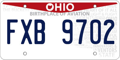 OH license plate FXB9702