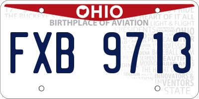 OH license plate FXB9713