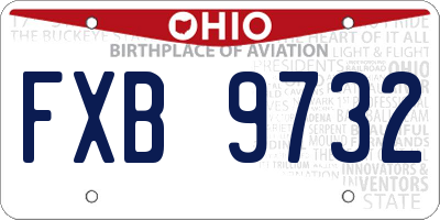 OH license plate FXB9732