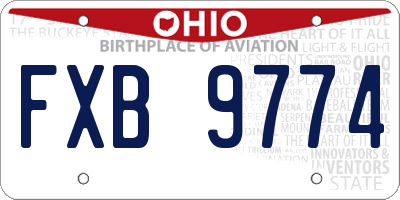 OH license plate FXB9774