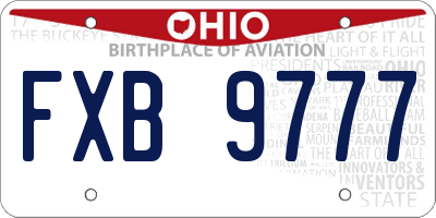 OH license plate FXB9777