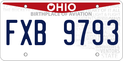 OH license plate FXB9793