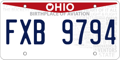 OH license plate FXB9794