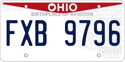 OH license plate FXB9796