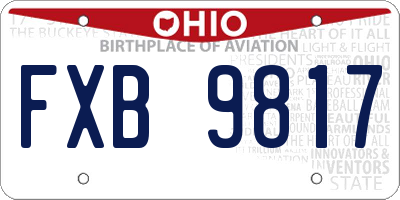 OH license plate FXB9817