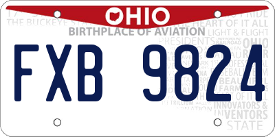 OH license plate FXB9824