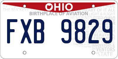 OH license plate FXB9829