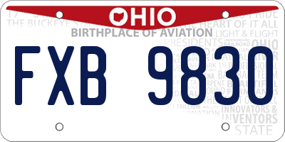 OH license plate FXB9830