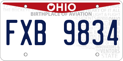 OH license plate FXB9834