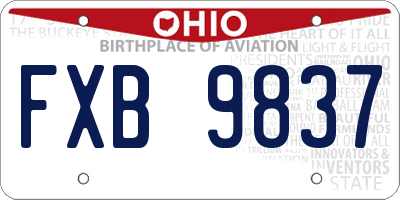 OH license plate FXB9837
