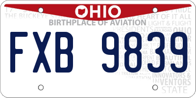 OH license plate FXB9839