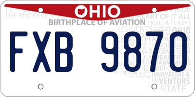 OH license plate FXB9870