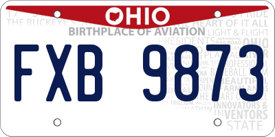 OH license plate FXB9873