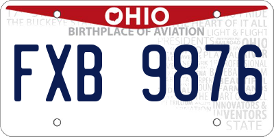 OH license plate FXB9876