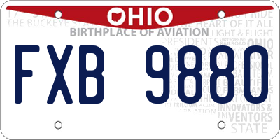 OH license plate FXB9880