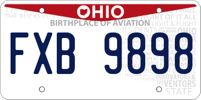 OH license plate FXB9898