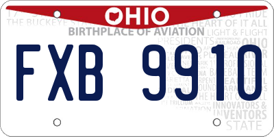 OH license plate FXB9910