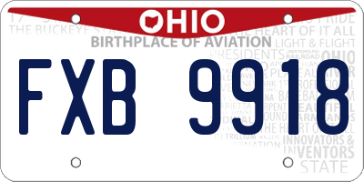 OH license plate FXB9918