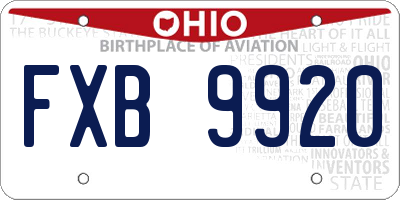 OH license plate FXB9920