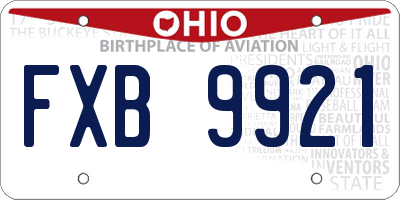 OH license plate FXB9921