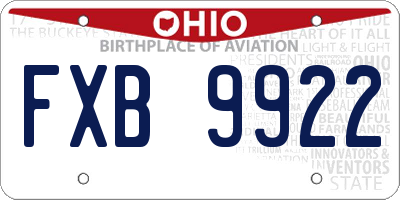 OH license plate FXB9922