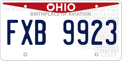 OH license plate FXB9923