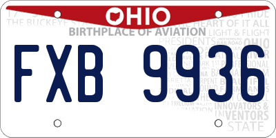 OH license plate FXB9936