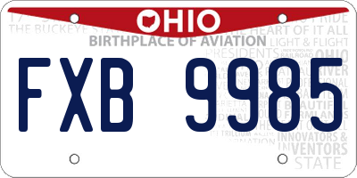 OH license plate FXB9985