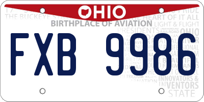 OH license plate FXB9986