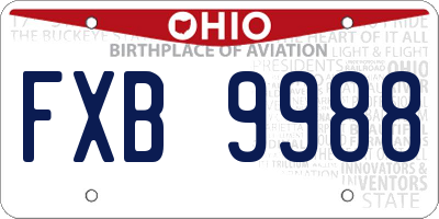 OH license plate FXB9988