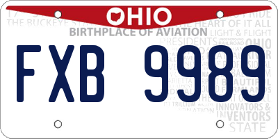 OH license plate FXB9989