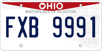 OH license plate FXB9991