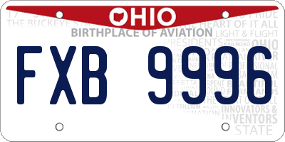 OH license plate FXB9996